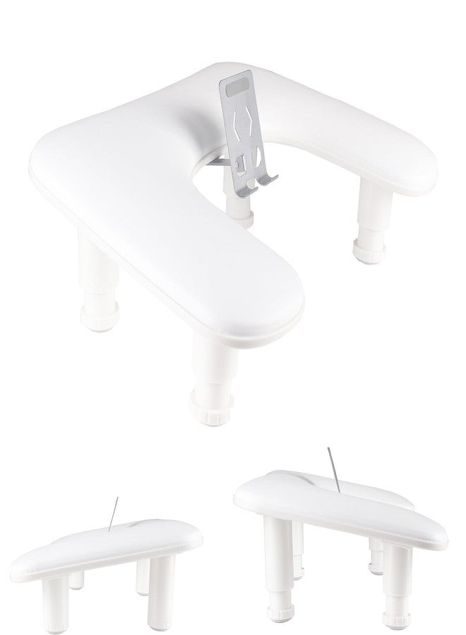 MZCMSL Manicure Arm Rest with Rotating Phone Holder for Nails Tech, U - Shaped Adjustable Nail Hand Rest Stand PU Leather (White) - Image 1
